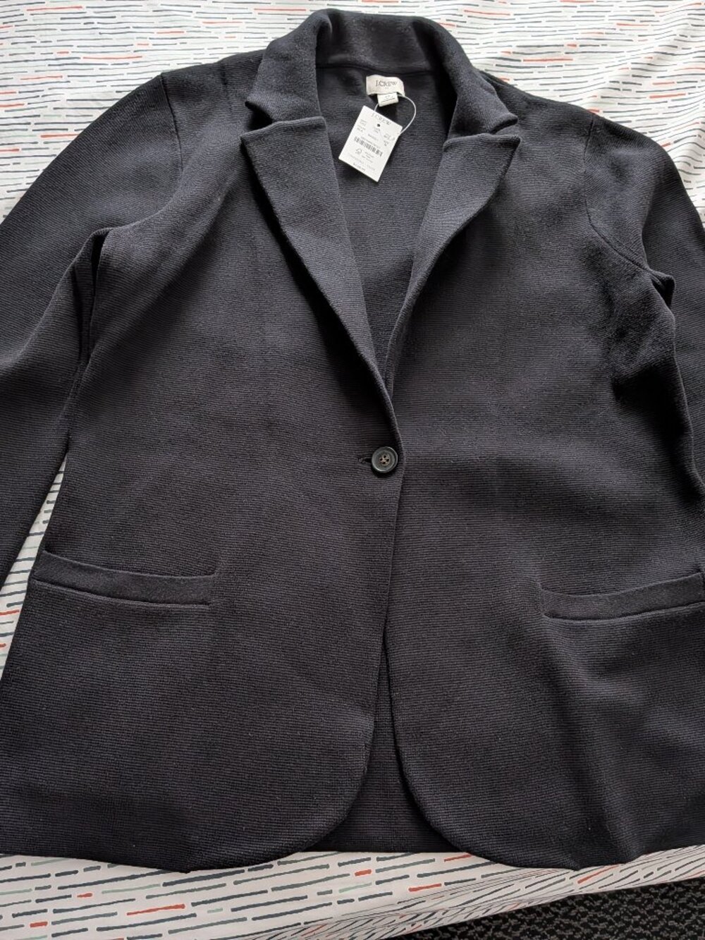 JCrew Black Knit 100% Cotton Blazer women's size medium